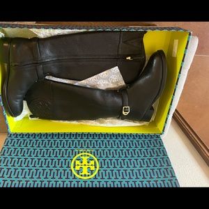 Tory Burch Marlene Riding Boot-Black tumbled leather-7.5